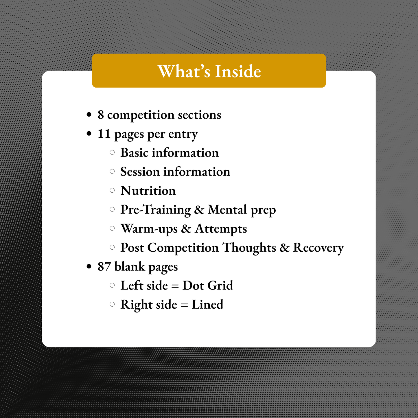 My Weightlifting Competition Journal - Volume 1